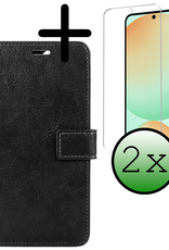BASEY. Hoes Geschikt voor Samsung S24 FE Hoesje Bookcase Hoes Flip Case Book Cover Met 2x Screenprotector - Hoesje Geschikt voor Samsung Galaxy S24 FE Hoes Book Case Hoesje - Zwart