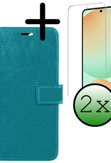 BASEY. Hoes Geschikt voor Samsung S24 FE Hoesje Bookcase Hoes Flip Case Book Cover Met 2x Screenprotector - Hoesje Geschikt voor Samsung Galaxy S24 FE Hoes Book Case Hoesje - Turquoise