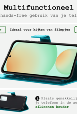 BASEY. Hoes Geschikt voor Samsung S24 FE Hoesje Bookcase Hoes Flip Case Book Cover Met 2x Screenprotector - Hoesje Geschikt voor Samsung Galaxy S24 FE Hoes Book Case Hoesje - Turquoise