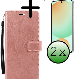 BASEY. BASEY. Samsung Galaxy S24 FE Hoesje Bookcase Met 2x Screenprotector - Rose Goud