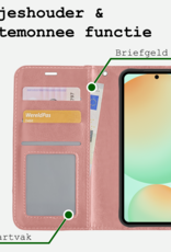 BASEY. Hoes Geschikt voor Samsung S24 FE Hoesje Bookcase Hoes Flip Case Book Cover Met 2x Screenprotector - Hoesje Geschikt voor Samsung Galaxy S24 FE Hoes Book Case Hoesje - Rosé goud
