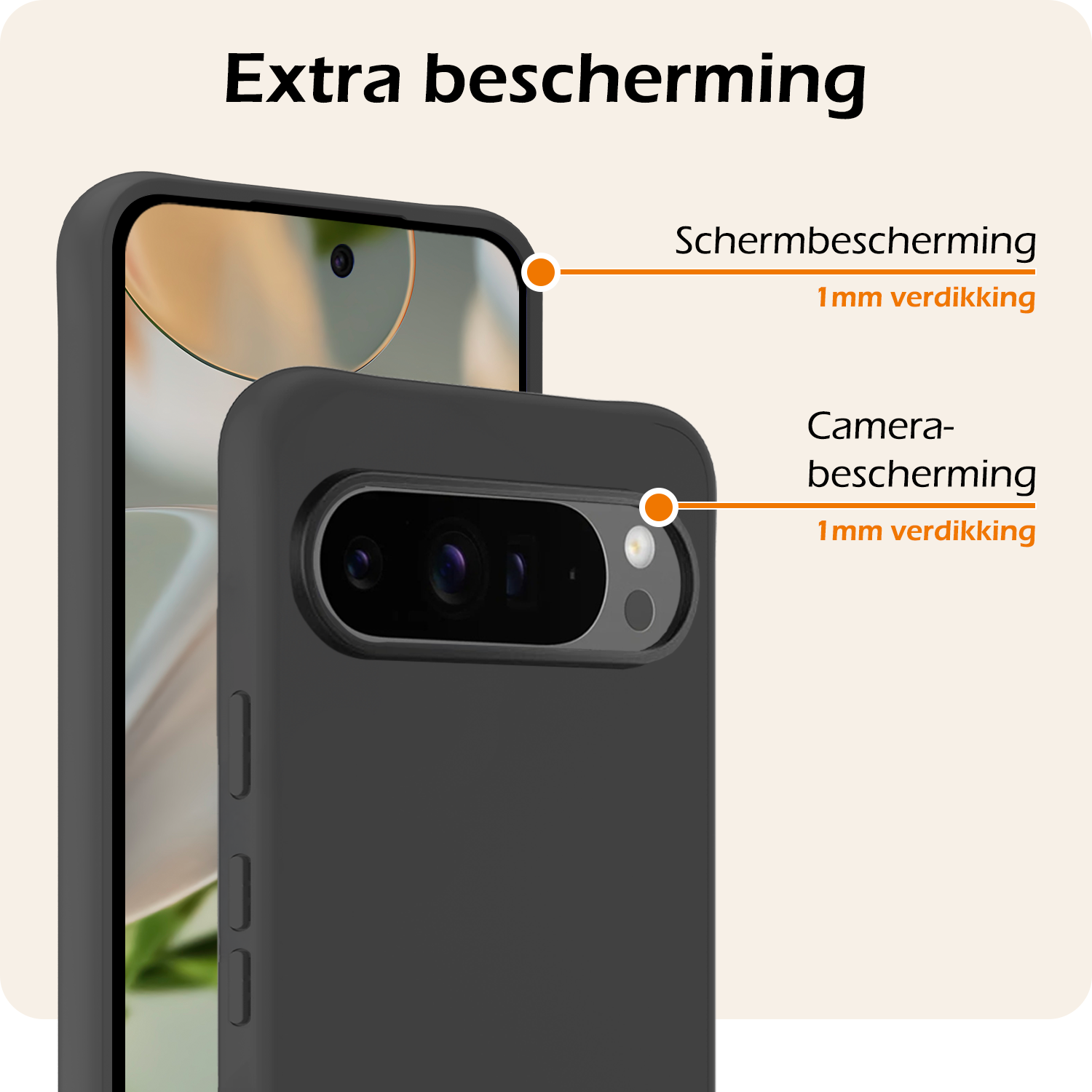 Nomfy Hoesje Geschikt voor Google Pixel 9 Pro Hoesje Siliconen Case Hoes Met 2x Screenprotector - Hoes Geschikt voor Google Pixel 9 Pro Hoes Cover Case - Zwart
