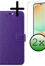 BASEY. Hoes Geschikt voor Samsung S24 FE Hoesje Bookcase Hoes Flip Case Book Cover Met 2x Screenprotector - Hoesje Geschikt voor Samsung Galaxy S24 FE Hoes Book Case Hoesje - Paars