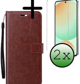 BASEY. BASEY. Samsung Galaxy S24 FE Hoesje Bookcase Met 2x Screenprotector - Bruin