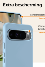 Nomfy Hoesje Geschikt voor Google Pixel 9 Pro Hoesje Siliconen Case Hoes Met 2x Screenprotector - Hoes Geschikt voor Google Pixel 9 Pro Hoes Cover Case - Lichtblauw