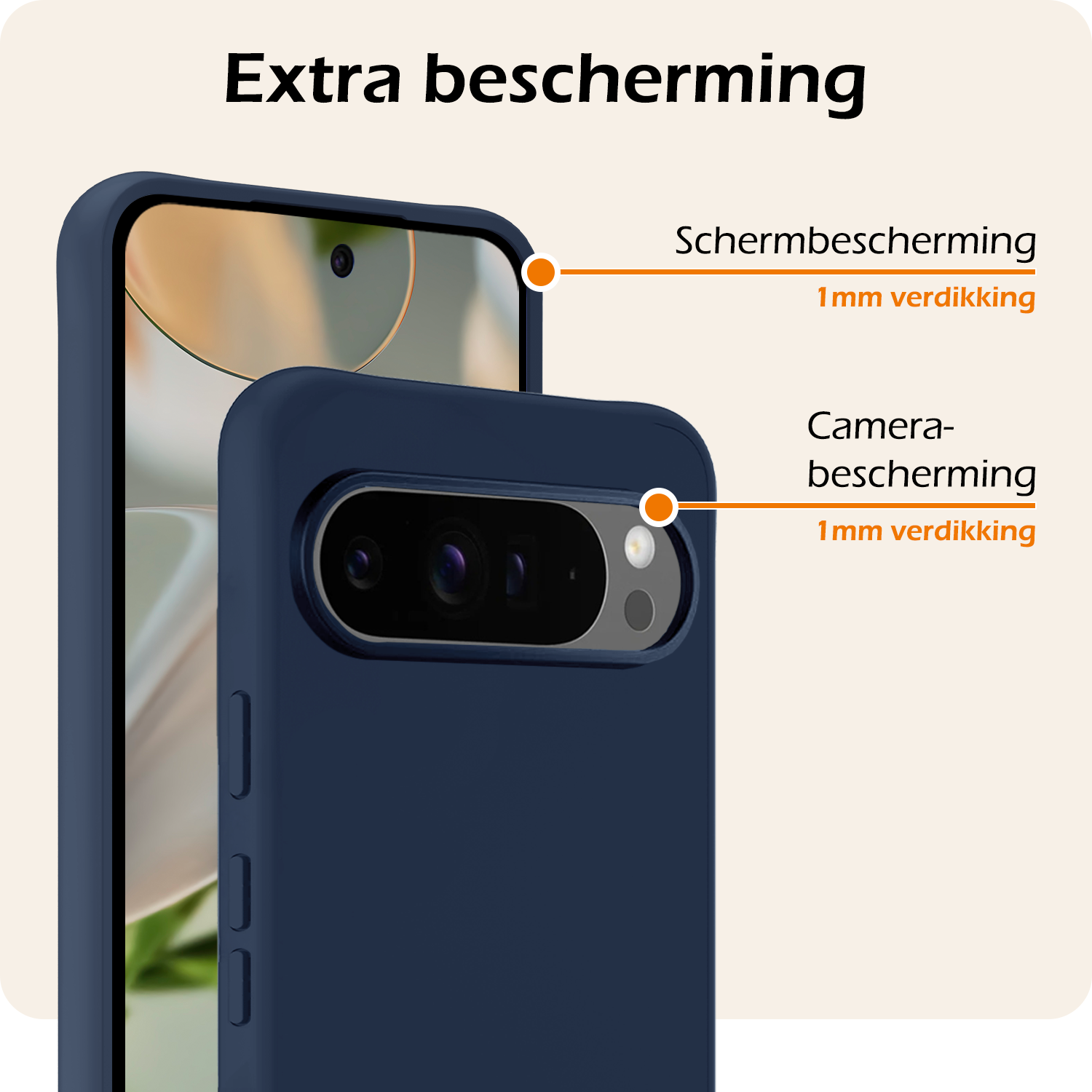 Nomfy Hoesje Geschikt voor Google Pixel 9 Pro Hoesje Siliconen Case Hoes Met 2x Screenprotector - Hoes Geschikt voor Google Pixel 9 Pro Hoes Cover Case - Donkerblauw