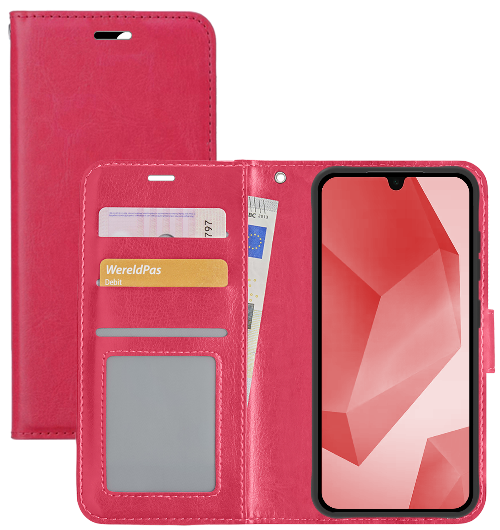 NoXx Hoes Geschikt voor Samsung A16 Hoesje Book Case Hoes Flip Cover Wallet Bookcase - Donkerroze