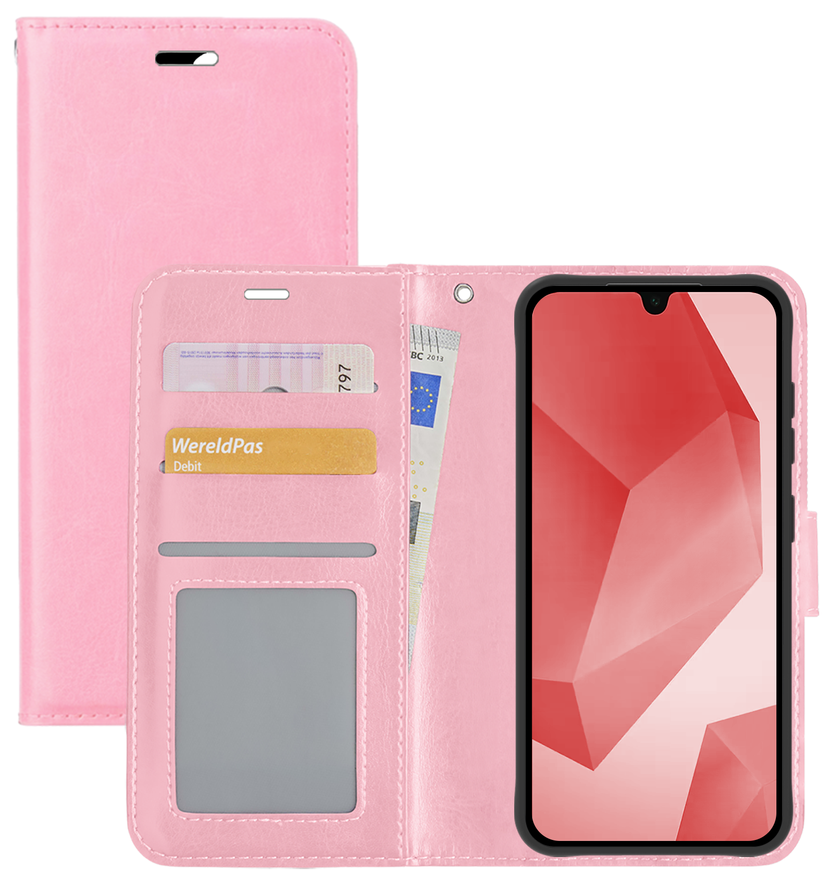 NoXx Hoes Geschikt voor Samsung A16 Hoesje Book Case Hoes Flip Cover Wallet Bookcase - Lichtroze