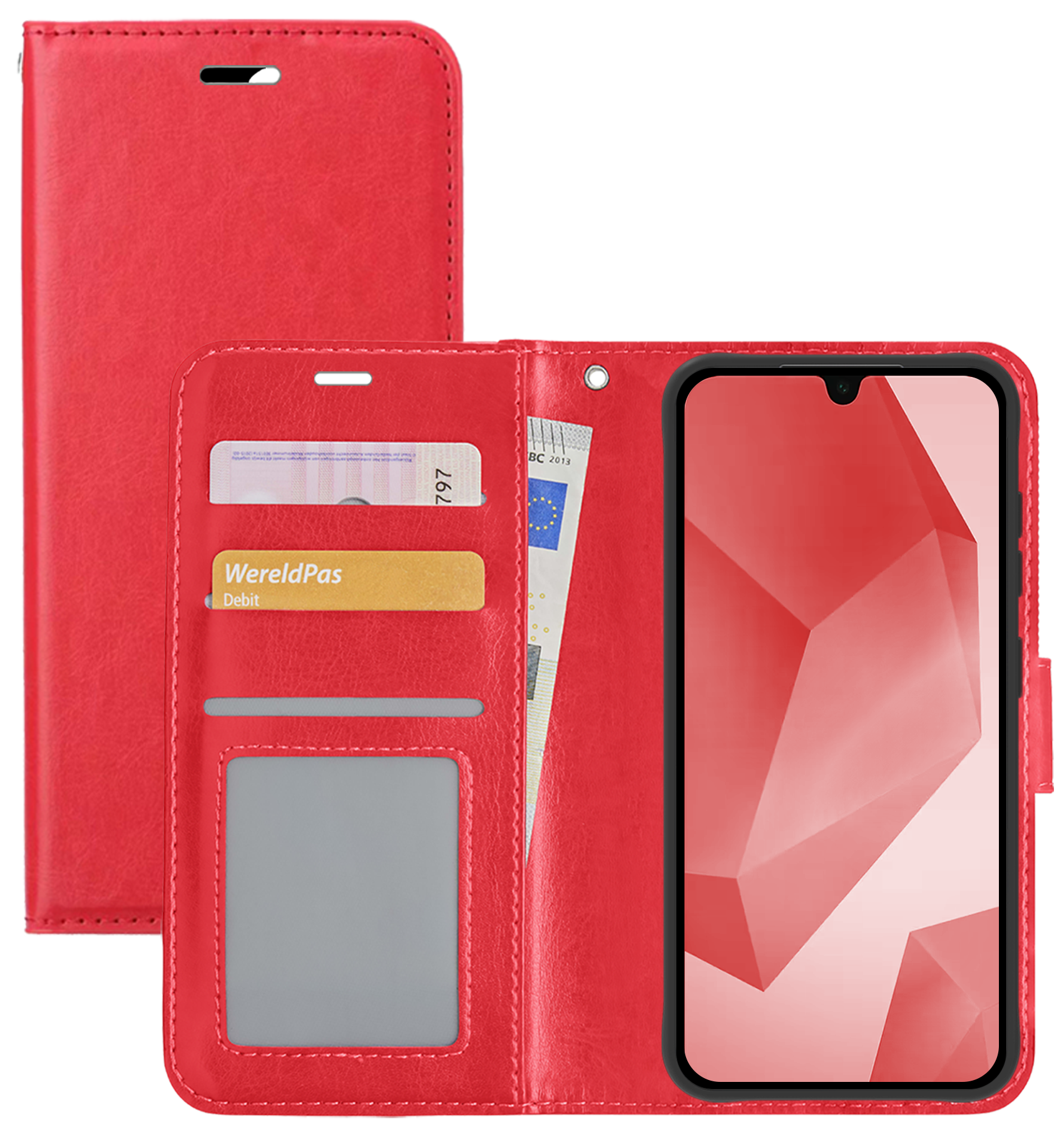 NoXx Hoes Geschikt voor Samsung A16 Hoesje Book Case Hoes Flip Cover Wallet Bookcase - Rood