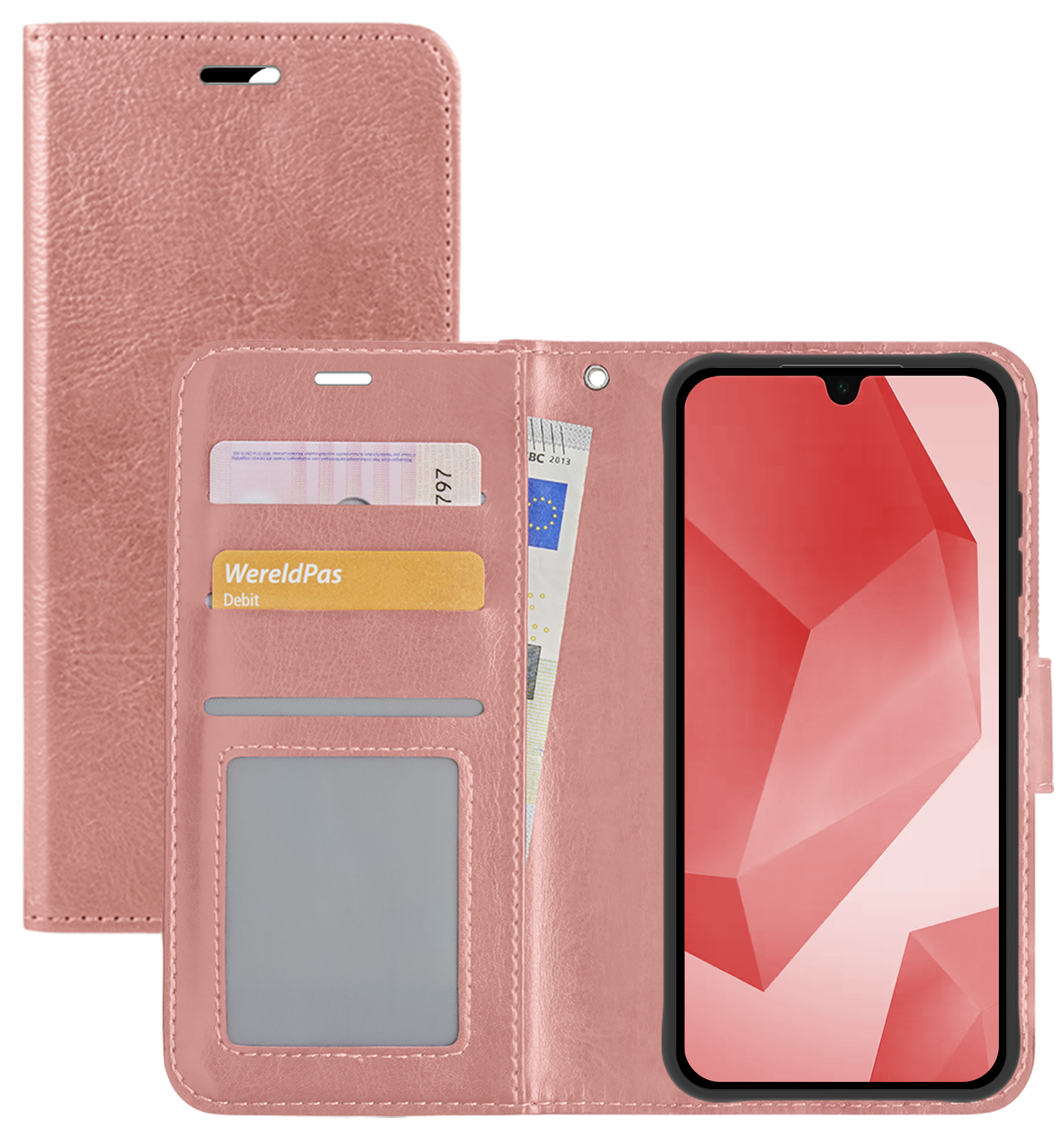 NoXx Hoes Geschikt voor Samsung A16 Hoesje Book Case Hoes Flip Cover Wallet Bookcase - Rosé goud