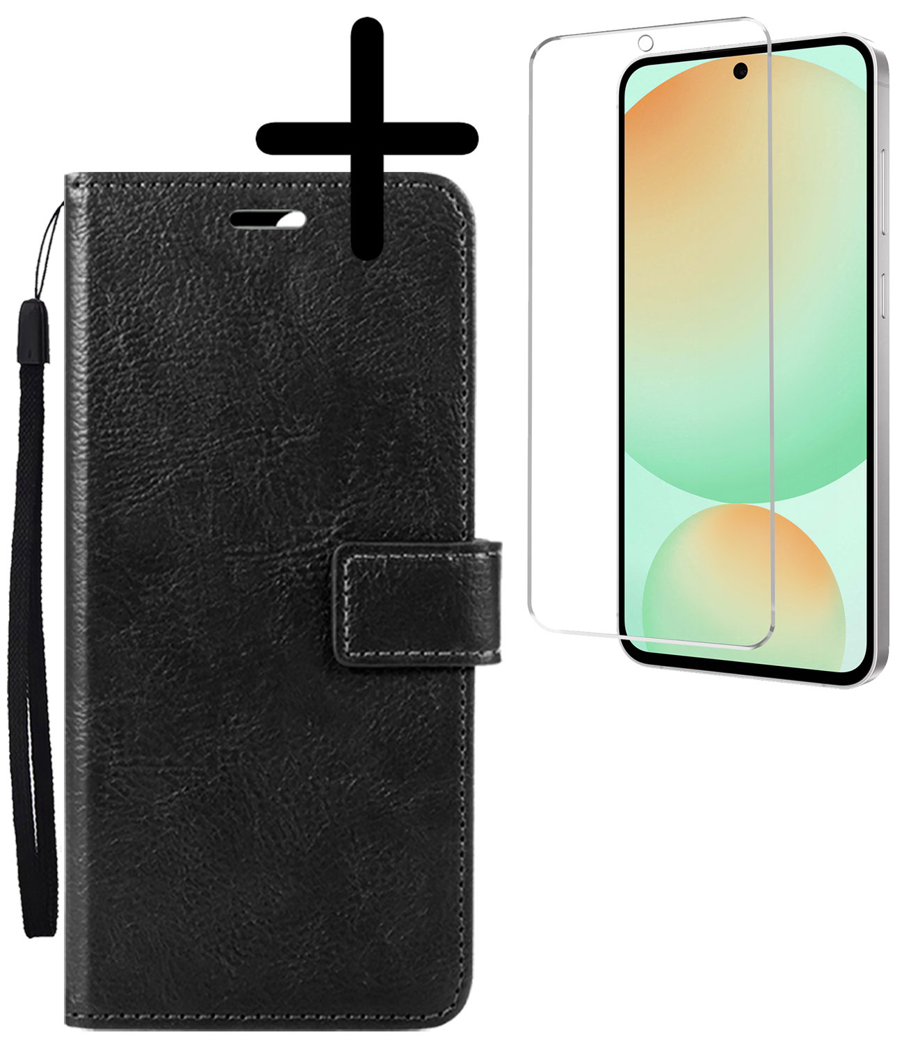 BASEY. Hoes Geschikt voor Samsung S24 FE Hoesje Bookcase Hoes Flip Case Book Cover Met Screenprotector - Hoesje Geschikt voor Samsung Galaxy S24 FE Hoes Book Case Hoesje - Zwart