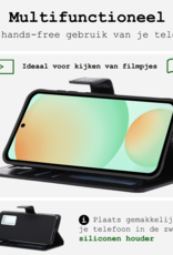 BASEY. Hoes Geschikt voor Samsung S24 FE Hoesje Bookcase Hoes Flip Case Book Cover Met Screenprotector - Hoesje Geschikt voor Samsung Galaxy S24 FE Hoes Book Case Hoesje - Zwart