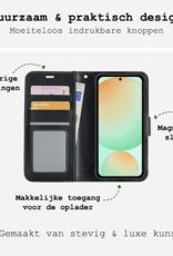 BASEY. Hoes Geschikt voor Samsung S24 FE Hoesje Bookcase Hoes Flip Case Book Cover Met Screenprotector - Hoesje Geschikt voor Samsung Galaxy S24 FE Hoes Book Case Hoesje - Zwart