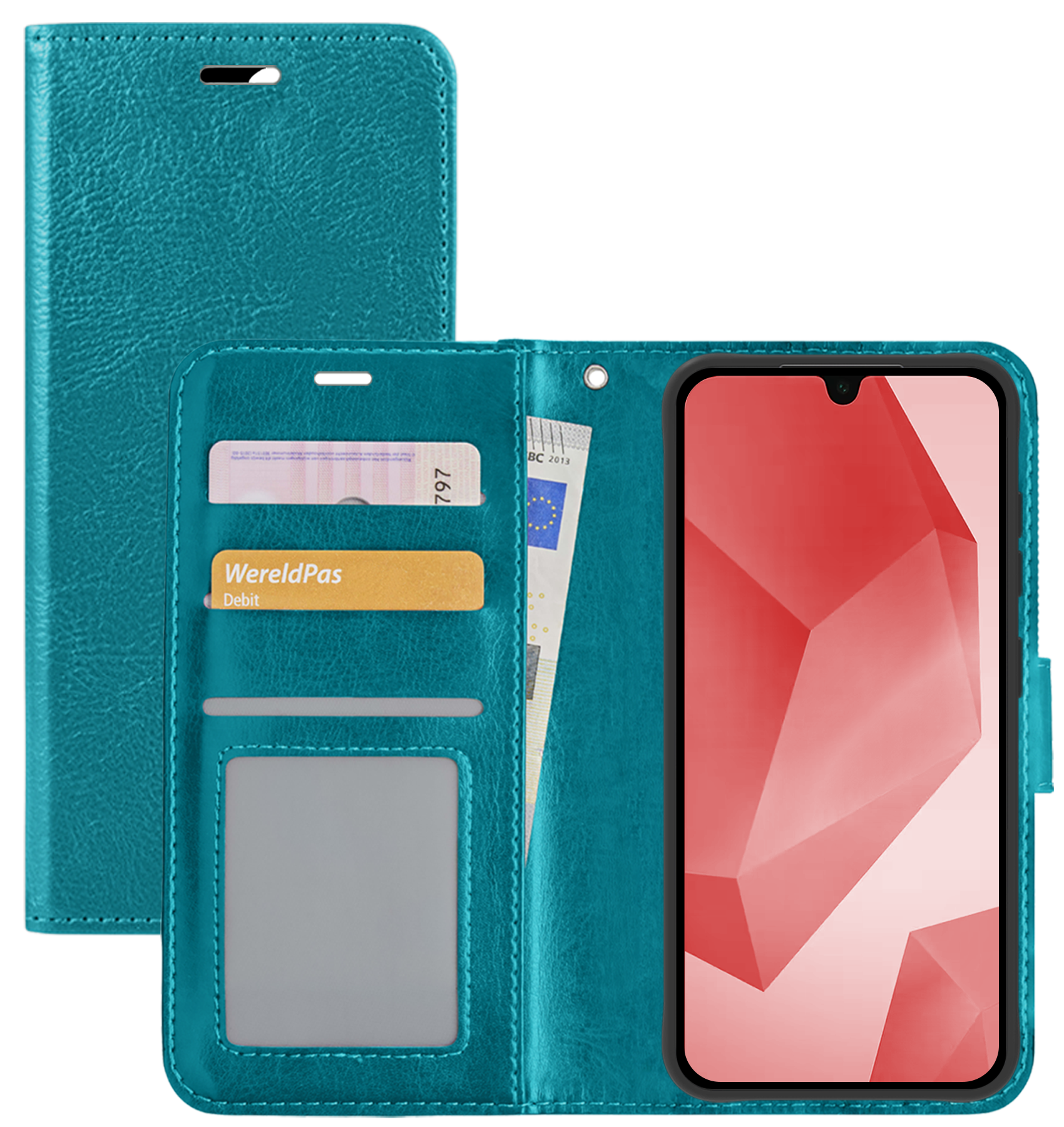 NoXx Hoes Geschikt voor Samsung A16 Hoesje Book Case Hoes Flip Cover Wallet Bookcase - Turquoise