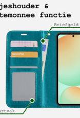 BASEY. Hoes Geschikt voor Samsung S24 FE Hoesje Bookcase Hoes Flip Case Book Cover Met Screenprotector - Hoesje Geschikt voor Samsung Galaxy S24 FE Hoes Book Case Hoesje - Turquoise