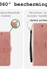 BASEY. Hoes Geschikt voor Samsung S24 FE Hoesje Bookcase Hoes Flip Case Book Cover Met Screenprotector - Hoesje Geschikt voor Samsung Galaxy S24 FE Hoes Book Case Hoesje - Rosé goud