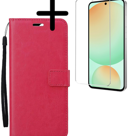 BASEY. BASEY. Samsung Galaxy S24 FE Hoesje Bookcase Met Screenprotector - Donkerroze