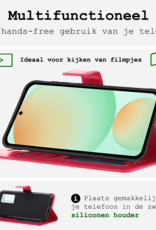 BASEY. Hoes Geschikt voor Samsung S24 FE Hoesje Bookcase Hoes Flip Case Book Cover Met Screenprotector - Hoesje Geschikt voor Samsung Galaxy S24 FE Hoes Book Case Hoesje - Donkerroze