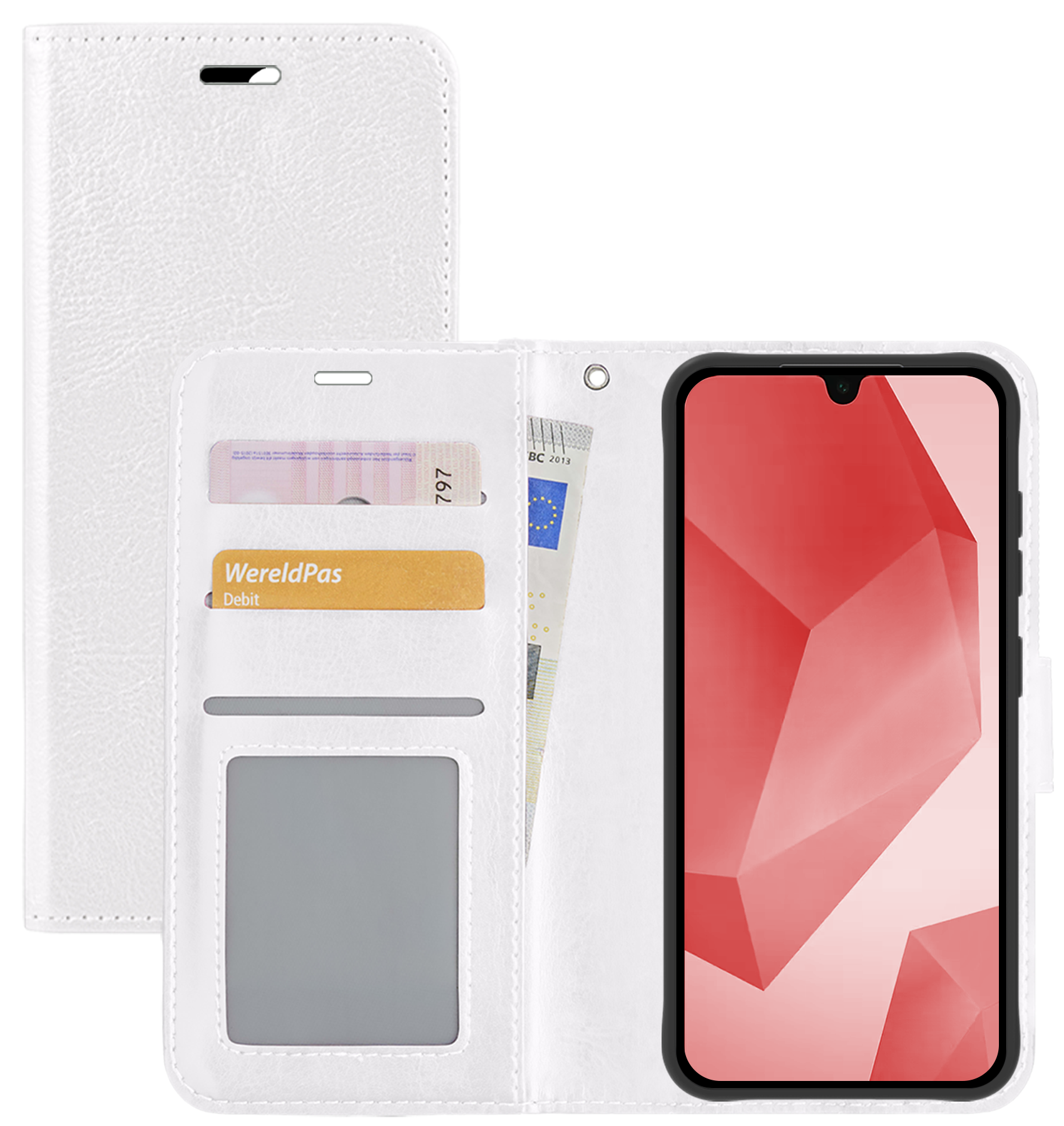 NoXx Hoes Geschikt voor Samsung A16 Hoesje Book Case Hoes Flip Cover Wallet Bookcase - Wit