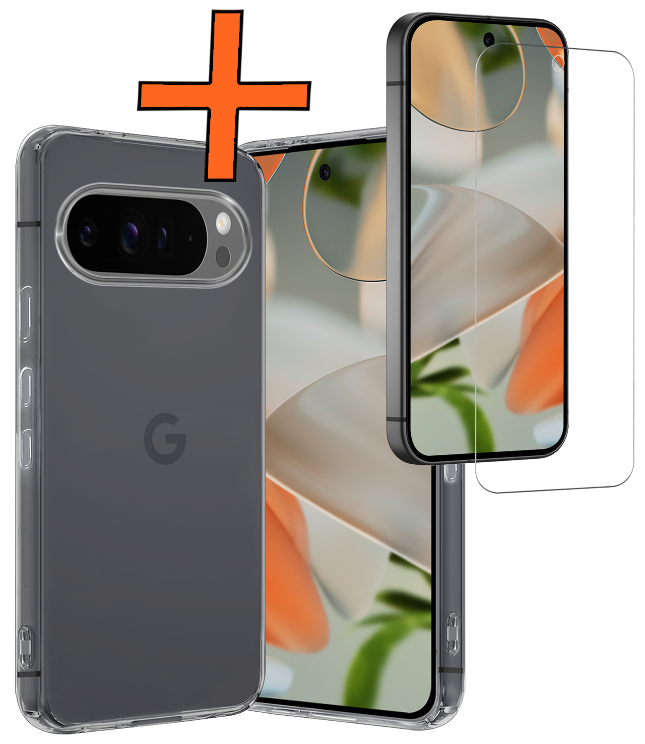 Nomfy Hoesje Geschikt voor Google Pixel 9 Pro Hoesje Siliconen Case Hoes Met Screenprotector - Hoes Geschikt voor Google Pixel 9 Pro Hoes Cover Case - Transparant
