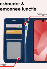 NoXx Hoes Geschikt voor Samsung A16 Hoesje Book Case Hoes Flip Cover Wallet Bookcase Met Screenprotector - Donkerblauw