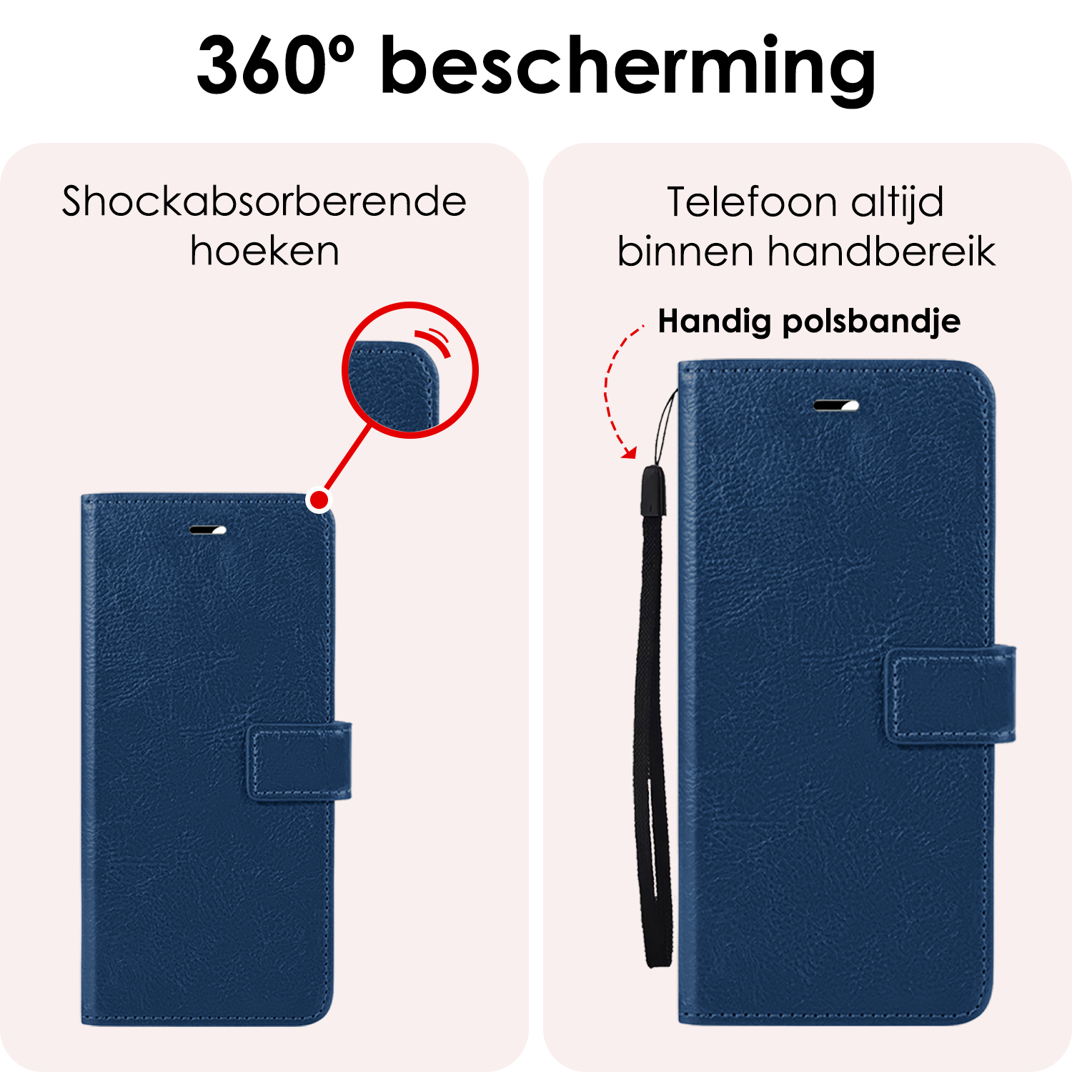 NoXx Hoes Geschikt voor Samsung A16 Hoesje Book Case Hoes Flip Cover Wallet Bookcase Met Screenprotector - Donkerblauw
