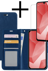 NoXx Hoes Geschikt voor Samsung A16 Hoesje Book Case Hoes Flip Cover Wallet Bookcase Met Screenprotector - Donkerblauw