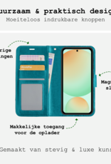 BASEY. Hoes Geschikt voor Samsung S24 FE Hoesje Bookcase Hoes Flip Case Book Cover - Hoesje Geschikt voor Samsung Galaxy S24 FE Hoes Book Case Hoesje - Turquoise