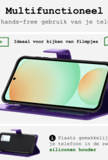 BASEY. Hoes Geschikt voor Samsung S24 FE Hoesje Bookcase Hoes Flip Case Book Cover - Hoesje Geschikt voor Samsung Galaxy S24 FE Hoes Book Case Hoesje - Paars