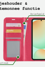 BASEY. Hoes Geschikt voor Samsung S24 FE Hoesje Bookcase Hoes Flip Case Book Cover - Hoesje Geschikt voor Samsung Galaxy S24 FE Hoes Book Case Hoesje - Donkerroze