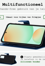 BASEY. Hoes Geschikt voor Samsung S24 FE Hoesje Bookcase Hoes Flip Case Book Cover - Hoesje Geschikt voor Samsung Galaxy S24 FE Hoes Book Case Hoesje - Donkerblauw