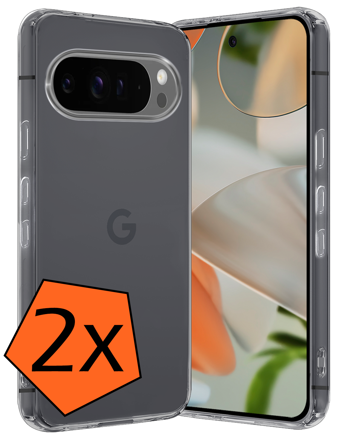 Nomfy Hoesje Geschikt voor Google Pixel 9 Pro Hoesje Siliconen Case Hoes - Hoes Geschikt voor Google Pixel 9 Pro Hoes Cover Case - Transparant - 2 PACK