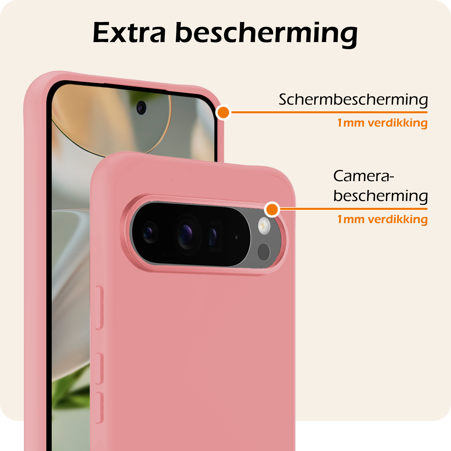 Nomfy Hoesje Geschikt voor Google Pixel 9 Pro Hoesje Siliconen Case Hoes - Hoes Geschikt voor Google Pixel 9 Pro Hoes Cover Case - Lichtroze - 2 PACK