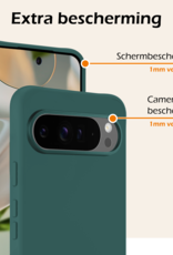 Nomfy Hoesje Geschikt voor Google Pixel 9 Pro Hoesje Siliconen Case Hoes - Hoes Geschikt voor Google Pixel 9 Pro Hoes Cover Case - Donkergroen - 2 PACK