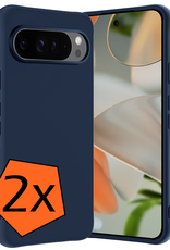 Nomfy Hoesje Geschikt voor Google Pixel 9 Pro Hoesje Siliconen Case Hoes - Hoes Geschikt voor Google Pixel 9 Pro Hoes Cover Case - Donkerblauw - 2 PACK