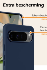 Nomfy Hoesje Geschikt voor Google Pixel 9 Pro Hoesje Siliconen Case Hoes - Hoes Geschikt voor Google Pixel 9 Pro Hoes Cover Case - Donkerblauw - 2 PACK