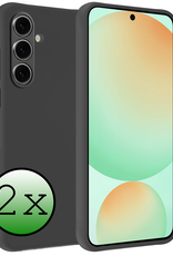 BASEY. Hoes Geschikt voor Samsung S24 FE Hoesje Siliconen Back Cover Case - Hoesje Geschikt voor Samsung Galaxy S24 FE Hoes Cover Hoesje - Zwart - 2 Stuks
