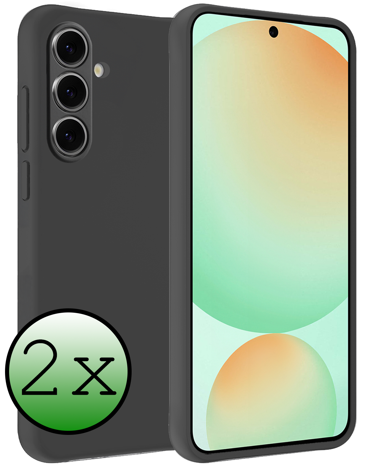 BASEY. Hoes Geschikt voor Samsung S24 FE Hoesje Siliconen Back Cover Case - Hoesje Geschikt voor Samsung Galaxy S24 FE Hoes Cover Hoesje - Zwart - 2 Stuks