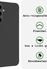 BASEY. Hoes Geschikt voor Samsung S24 FE Hoesje Siliconen Back Cover Case - Hoesje Geschikt voor Samsung Galaxy S24 FE Hoes Cover Hoesje - Zwart - 2 Stuks