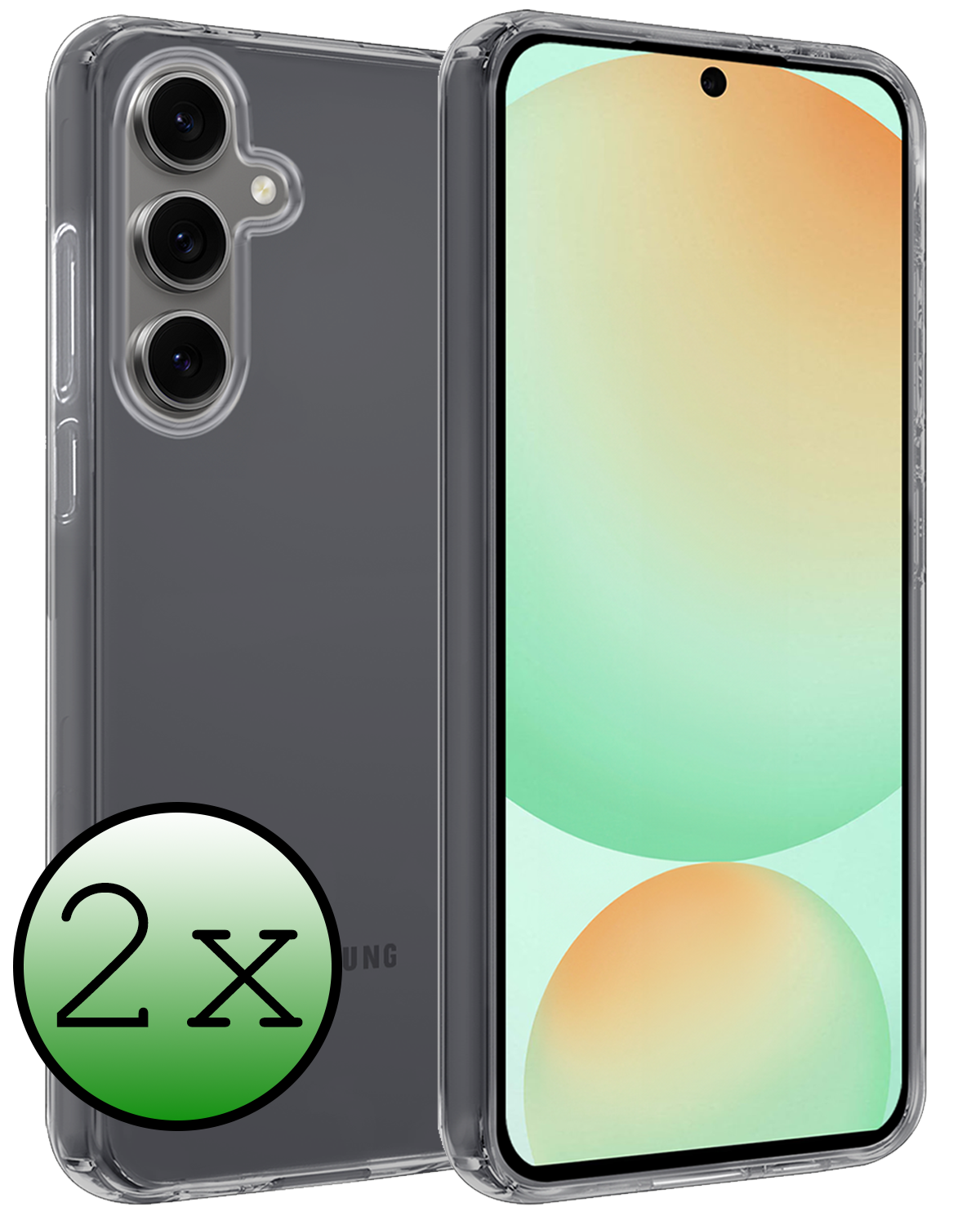 BASEY. Hoes Geschikt voor Samsung S24 FE Hoesje Siliconen Back Cover Case - Hoesje Geschikt voor Samsung Galaxy S24 FE Hoes Cover Hoesje - Transparant - 2 Stuks