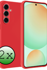 BASEY. Hoes Geschikt voor Samsung S24 FE Hoesje Siliconen Back Cover Case - Hoesje Geschikt voor Samsung Galaxy S24 FE Hoes Cover Hoesje - Rood - 2 Stuks