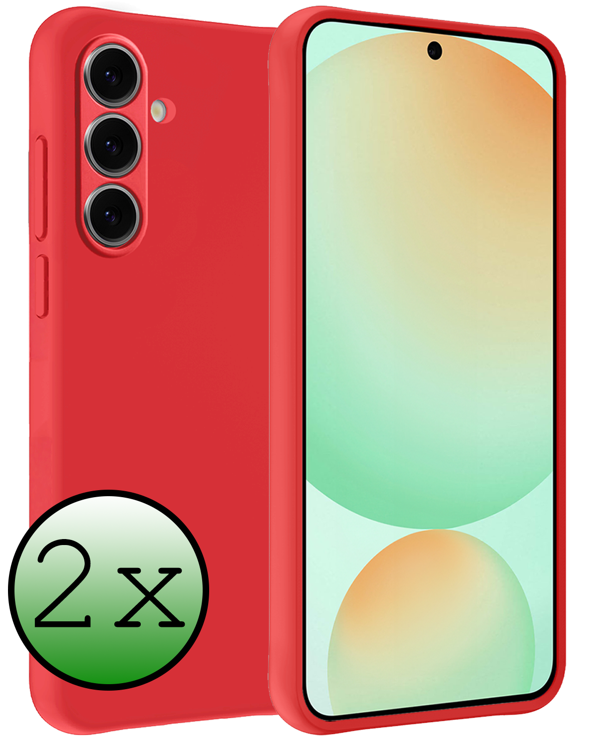 BASEY. Hoes Geschikt voor Samsung S24 FE Hoesje Siliconen Back Cover Case - Hoesje Geschikt voor Samsung Galaxy S24 FE Hoes Cover Hoesje - Rood - 2 Stuks