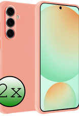 BASEY. Hoes Geschikt voor Samsung S24 FE Hoesje Siliconen Back Cover Case - Hoesje Geschikt voor Samsung Galaxy S24 FE Hoes Cover Hoesje - Perzik - 2 Stuks