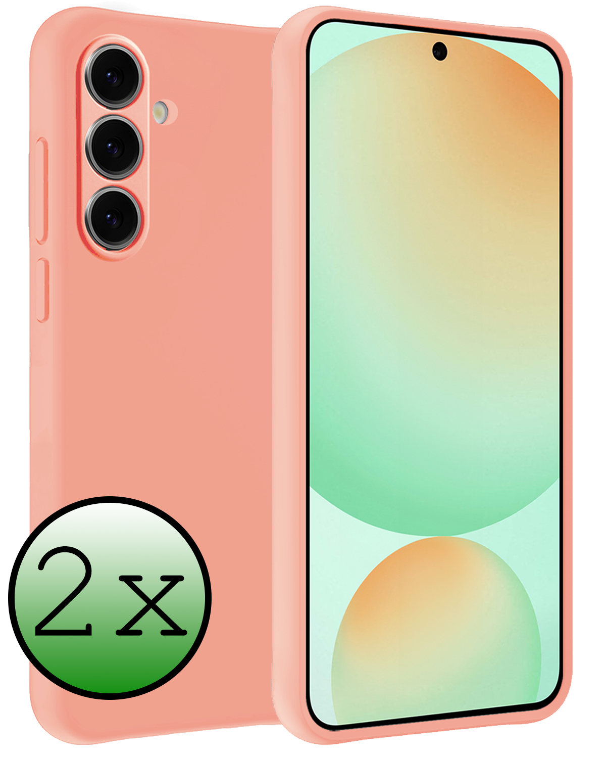 BASEY. Hoes Geschikt voor Samsung S24 FE Hoesje Siliconen Back Cover Case - Hoesje Geschikt voor Samsung Galaxy S24 FE Hoes Cover Hoesje - Perzik - 2 Stuks