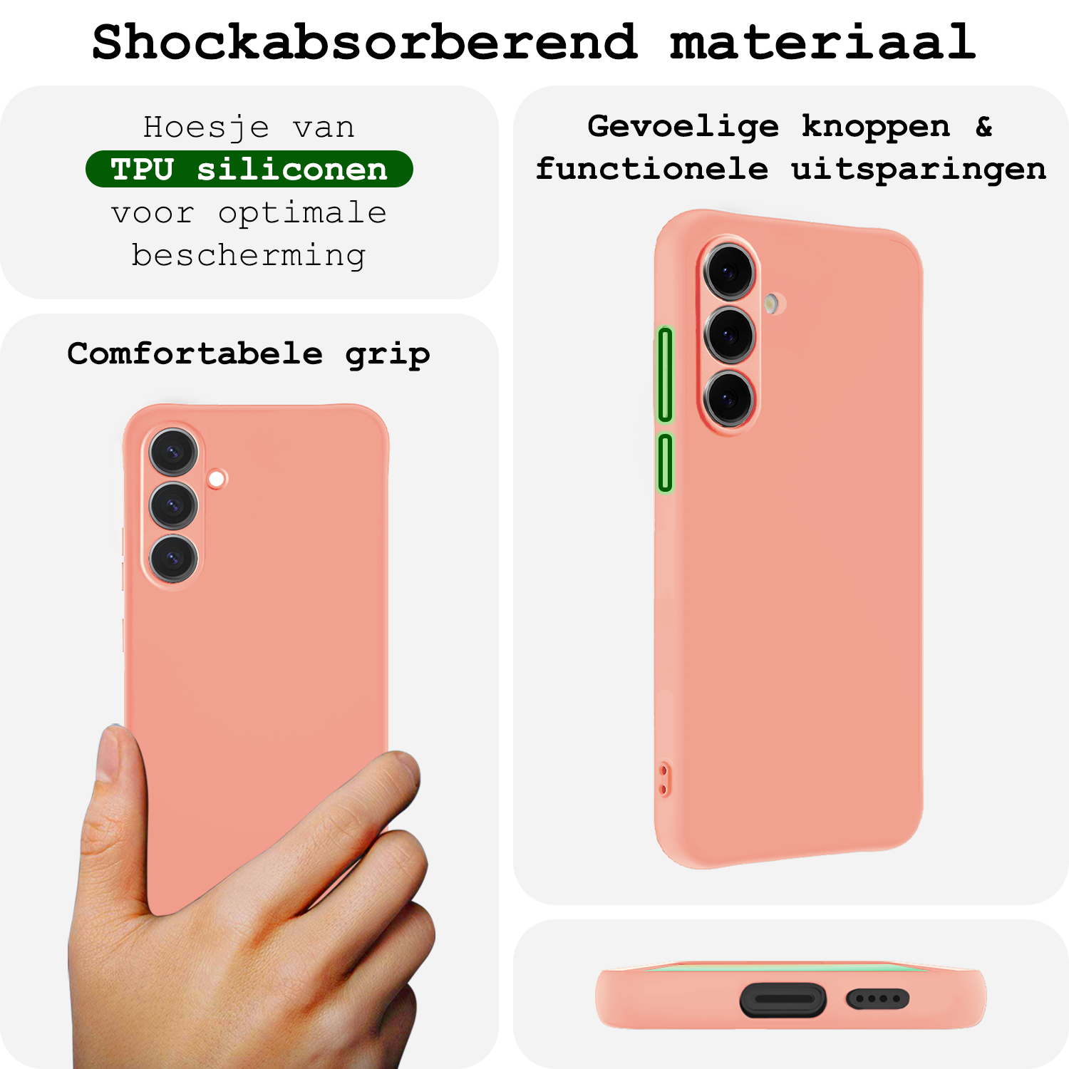 BASEY. Hoes Geschikt voor Samsung S24 FE Hoesje Siliconen Back Cover Case - Hoesje Geschikt voor Samsung Galaxy S24 FE Hoes Cover Hoesje - Perzik - 2 Stuks