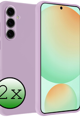 BASEY. Hoes Geschikt voor Samsung S24 FE Hoesje Siliconen Back Cover Case - Hoesje Geschikt voor Samsung Galaxy S24 FE Hoes Cover Hoesje - Lila - 2 Stuks