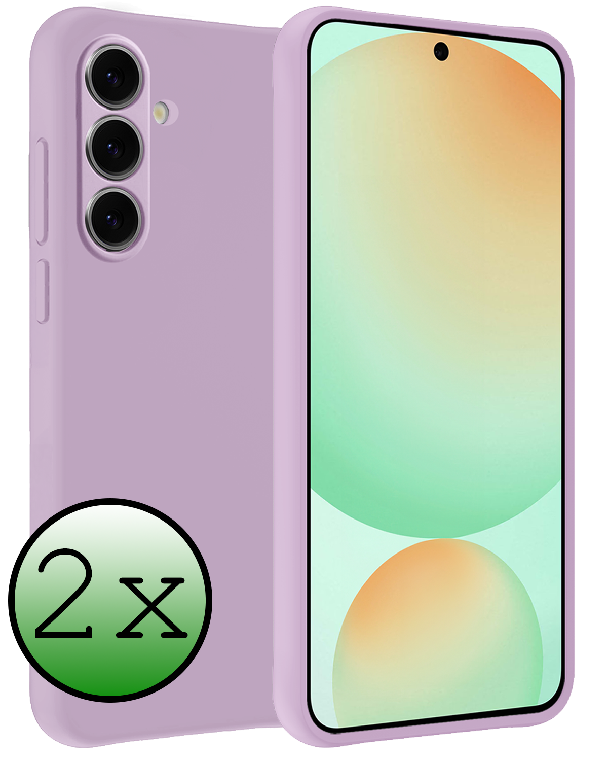 BASEY. Hoes Geschikt voor Samsung S24 FE Hoesje Siliconen Back Cover Case - Hoesje Geschikt voor Samsung Galaxy S24 FE Hoes Cover Hoesje - Lila - 2 Stuks