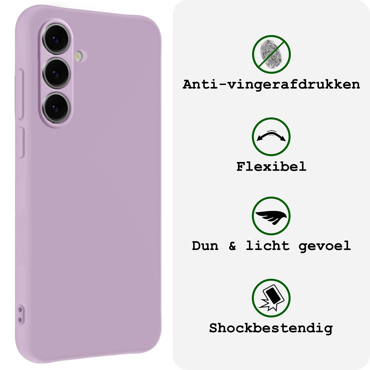 BASEY. Hoes Geschikt voor Samsung S24 FE Hoesje Siliconen Back Cover Case - Hoesje Geschikt voor Samsung Galaxy S24 FE Hoes Cover Hoesje - Lila - 2 Stuks