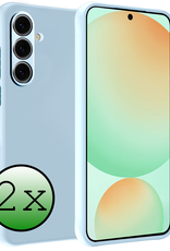 BASEY. Hoes Geschikt voor Samsung S24 FE Hoesje Siliconen Back Cover Case - Hoesje Geschikt voor Samsung Galaxy S24 FE Hoes Cover Hoesje - Lichtblauw - 2 Stuks