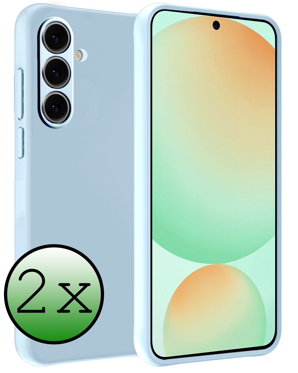 BASEY. Hoes Geschikt voor Samsung S24 FE Hoesje Siliconen Back Cover Case - Hoesje Geschikt voor Samsung Galaxy S24 FE Hoes Cover Hoesje - Lichtblauw - 2 Stuks